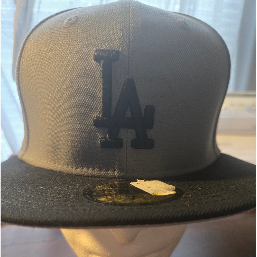New Era 59FIFTY Los Angeles Dodgers Fitted Hat 7 1/4 Grey Black MLB 11591140